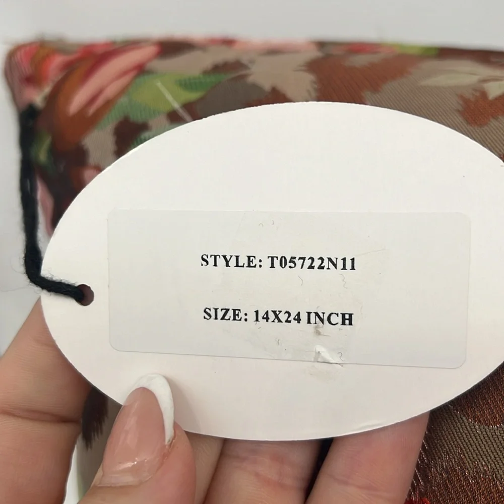 Callisto Home Maximalist Floral Print Decorative Rectangular Lumbar Pillow 14x24